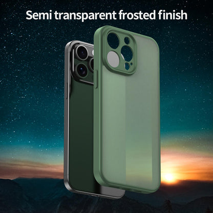 For iPhone 15 Pro Max Fanying Series Precision Camera Hole PC Hybrid TPU Translucent Frosted Phone Case - Olive Green - EDA009893409D