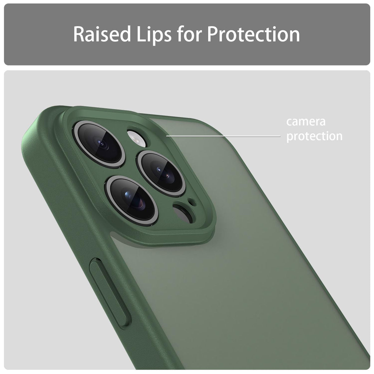 For iPhone 15 Pro Max Fanying Series Precision Camera Hole PC Hybrid TPU Translucent Frosted Phone Case - Olive Green - EDA009893409D