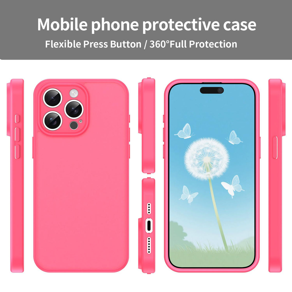 For iPhone 15 Pro Max Fanying Series Precision Camera Hole PC Hybrid TPU Translucent Frosted Phone Case - Rose Red - EDA009893409E