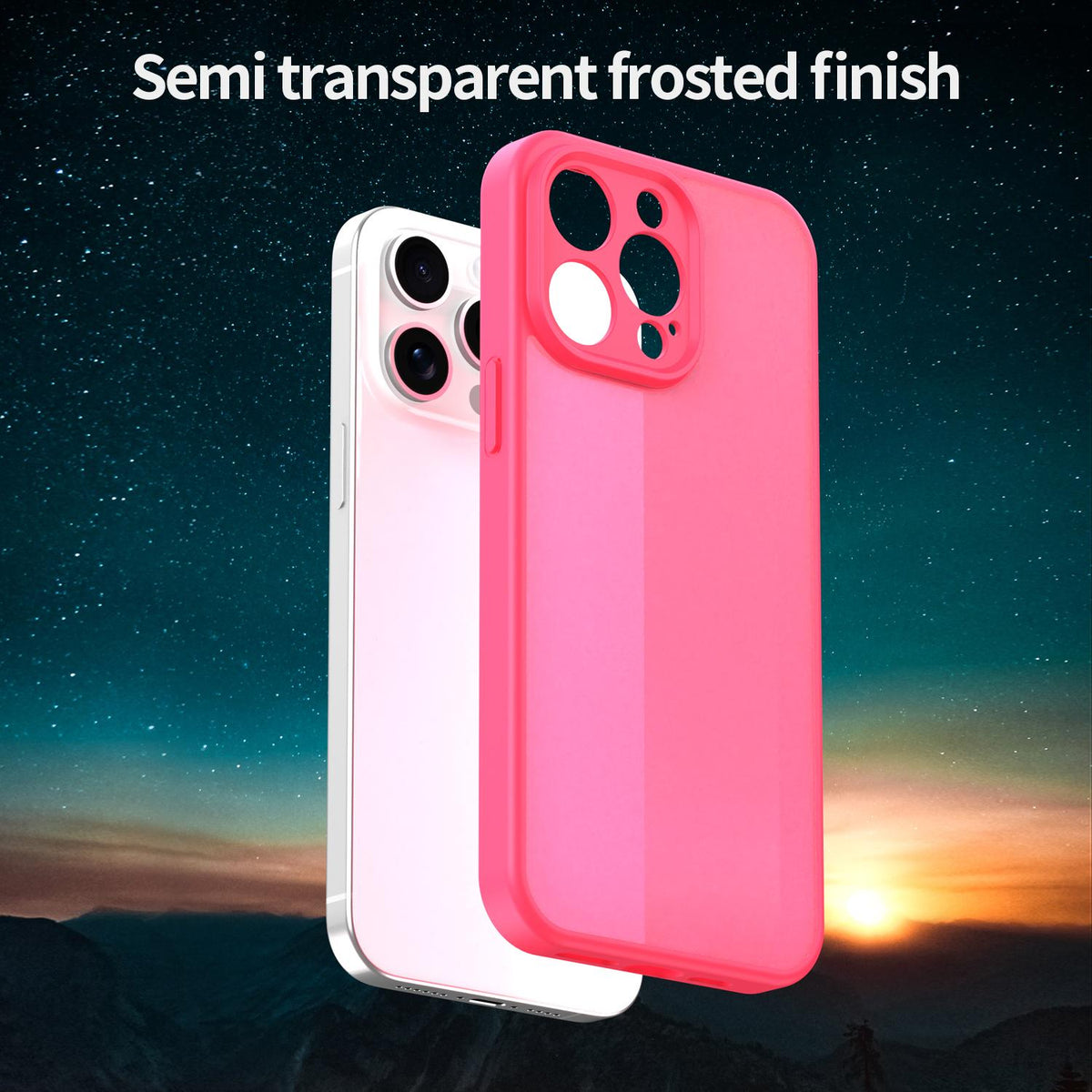 For iPhone 15 Pro Max Fanying Series Precision Camera Hole PC Hybrid TPU Translucent Frosted Phone Case - Rose Red - EDA009893409E