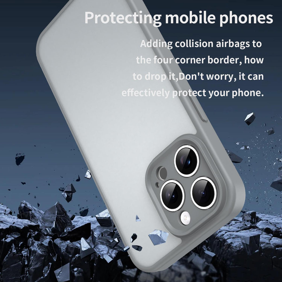 For iPhone 15 Pro Max Fanying Series Precision Camera Hole PC Hybrid TPU Translucent Frosted Phone Case - Silver Grey - EDA009893409F