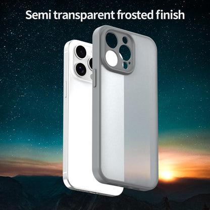 For iPhone 15 Pro Max Fanying Series Precision Camera Hole PC Hybrid TPU Translucent Frosted Phone Case - Silver Grey - EDA009893409F