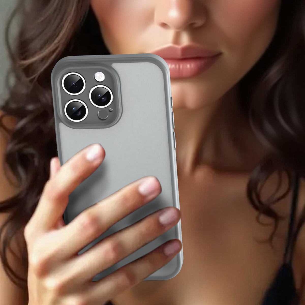 For iPhone 15 Pro Max Fanying Series Precision Camera Hole PC Hybrid TPU Translucent Frosted Phone Case - Silver Grey - EDA009893409F