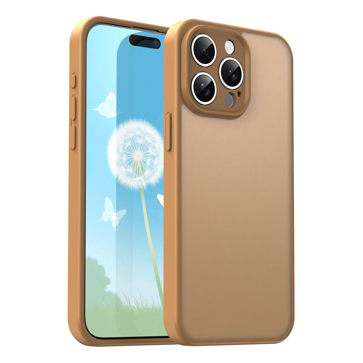 For iPhone 15 Pro Max Fanying Series Precision Camera Hole PC Hybrid TPU Translucent Frosted Phone Case - Desert Gold - EDA009893409G
