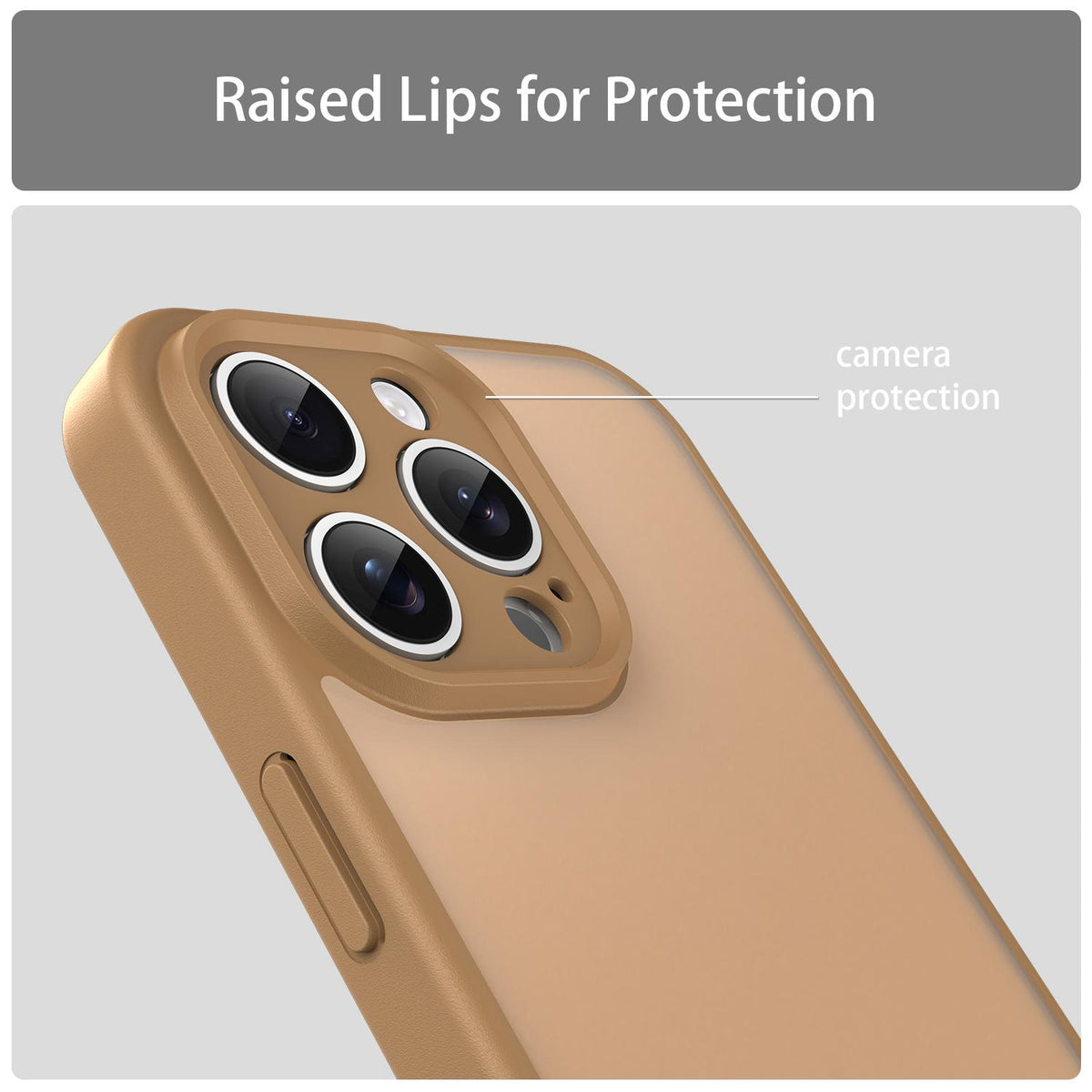 For iPhone 15 Pro Max Fanying Series Precision Camera Hole PC Hybrid TPU Translucent Frosted Phone Case - Desert Gold - EDA009893409G