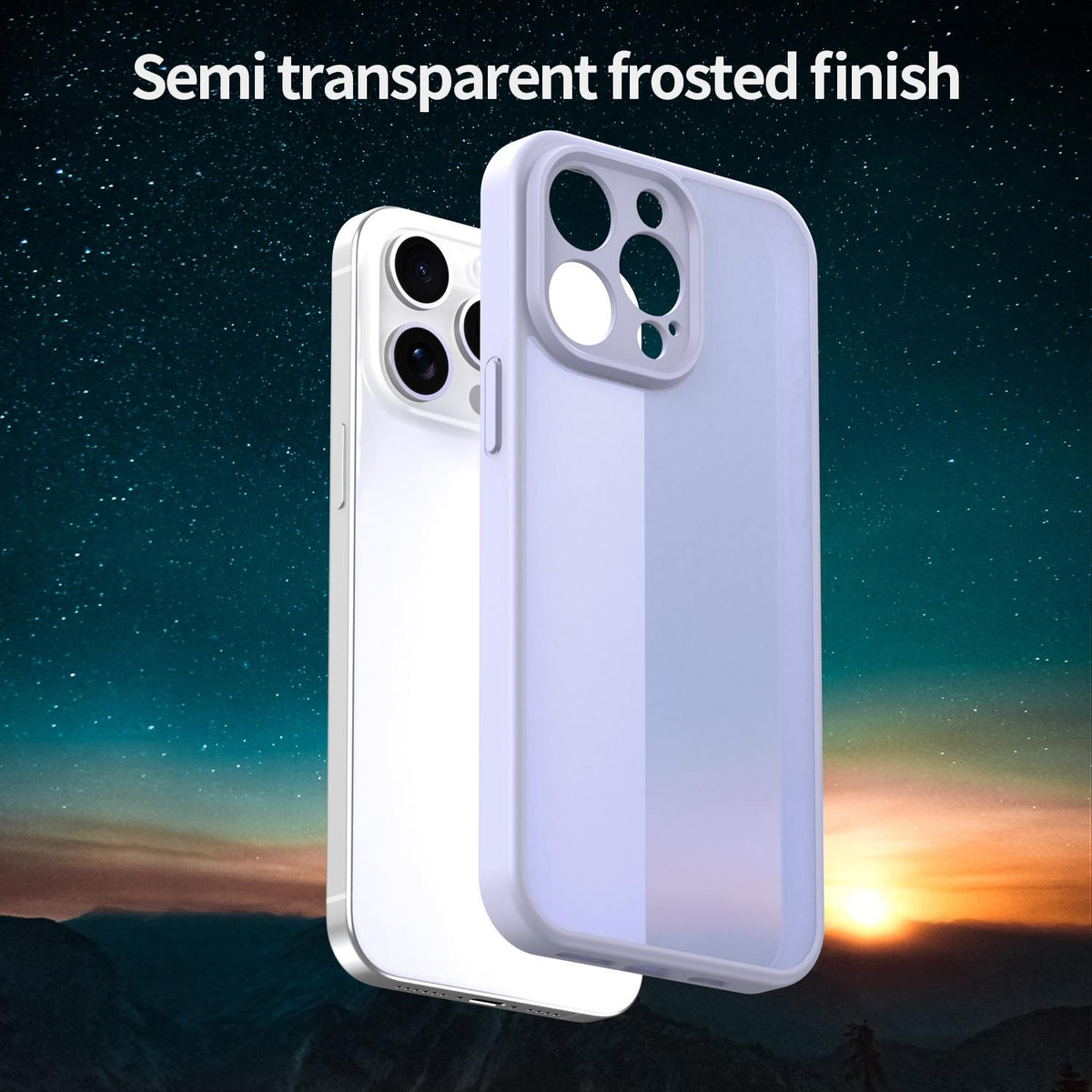 For iPhone 15 Pro Max Fanying Series Precision Camera Hole PC Hybrid TPU Translucent Frosted Phone Case - Lavender - EDA009893409H