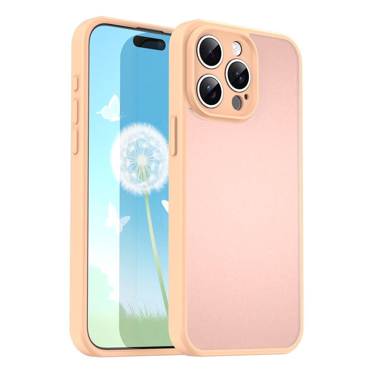 For iPhone 15 Pro Max Fanying Series Precision Camera Hole PC Hybrid TPU Translucent Frosted Phone Case - Rouge Powder - EDA009893409I