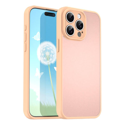 For iPhone 15 Pro Max Fanying Series Precision Camera Hole PC Hybrid TPU Translucent Frosted Phone Case - Rouge Powder - EDA009893409I