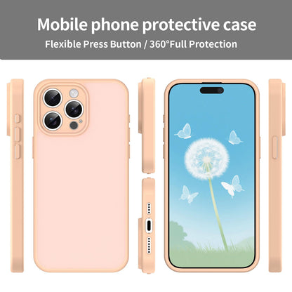 For iPhone 15 Pro Max Fanying Series Precision Camera Hole PC Hybrid TPU Translucent Frosted Phone Case - Rouge Powder - EDA009893409I