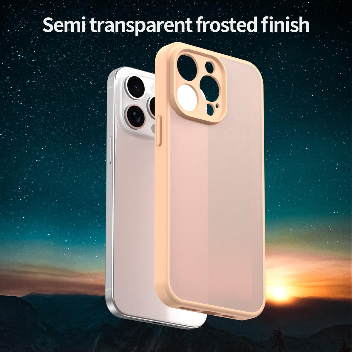 For iPhone 15 Pro Max Fanying Series Precision Camera Hole PC Hybrid TPU Translucent Frosted Phone Case - Rouge Powder - EDA009893409I