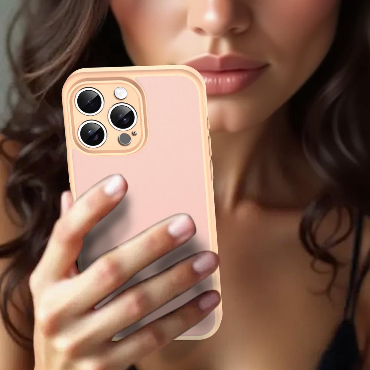For iPhone 15 Pro Max Fanying Series Precision Camera Hole PC Hybrid TPU Translucent Frosted Phone Case - Rouge Powder - EDA009893409I