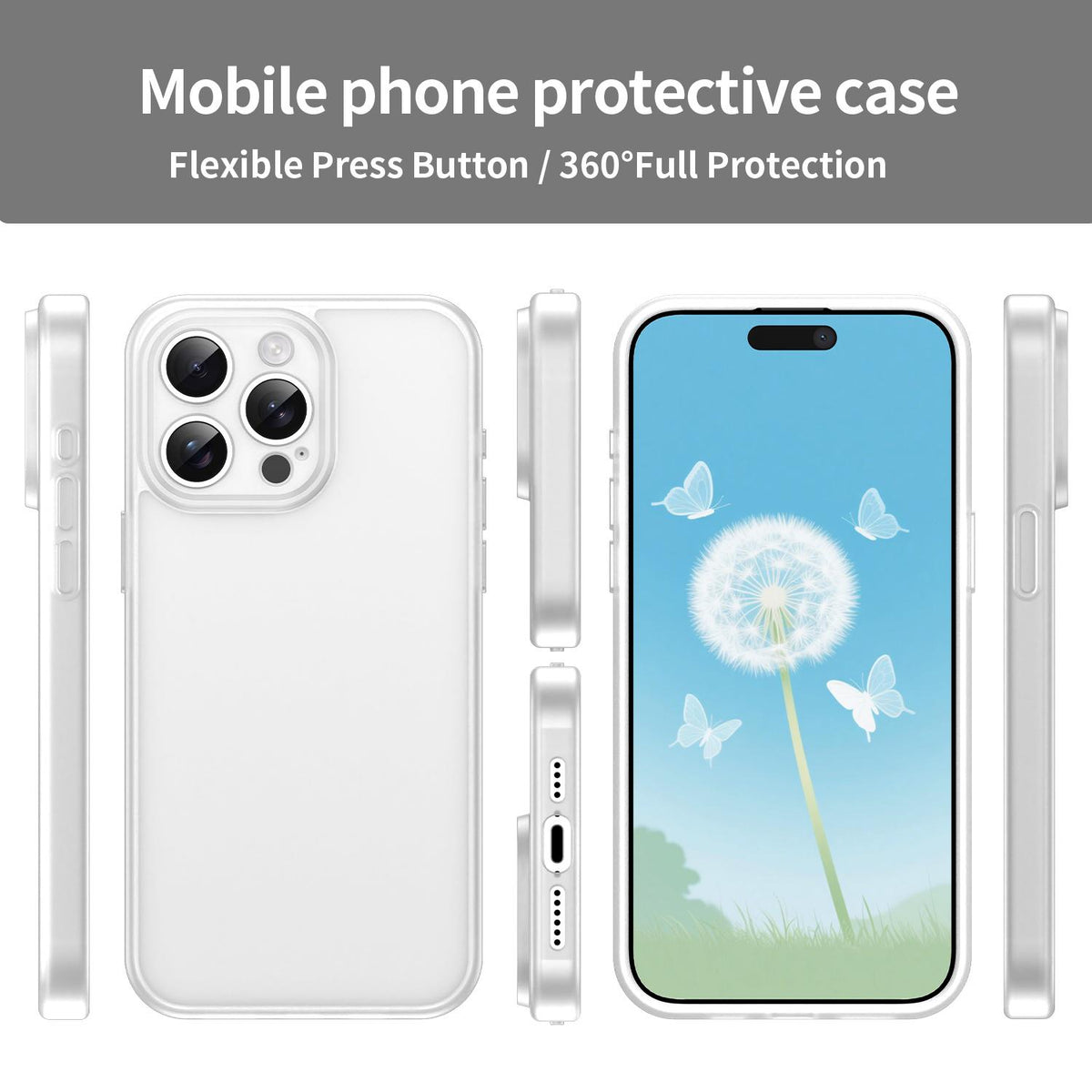 For iPhone 15 Pro Max Fanying Series Precision Camera Hole PC Hybrid TPU Translucent Frosted Phone Case - Matte White - EDA009893409J