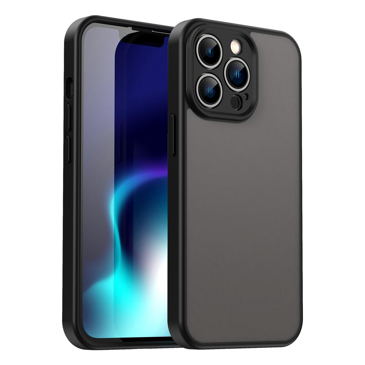 For iPhone 13 Pro Fanying Series Precision Camera Hole PC Hybrid TPU Translucent Frosted Phone Case - Translucent Black - EDA009893410A