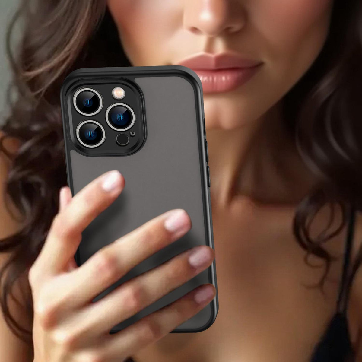 For iPhone 13 Pro Fanying Series Precision Camera Hole PC Hybrid TPU Translucent Frosted Phone Case - Translucent Black - EDA009893410A