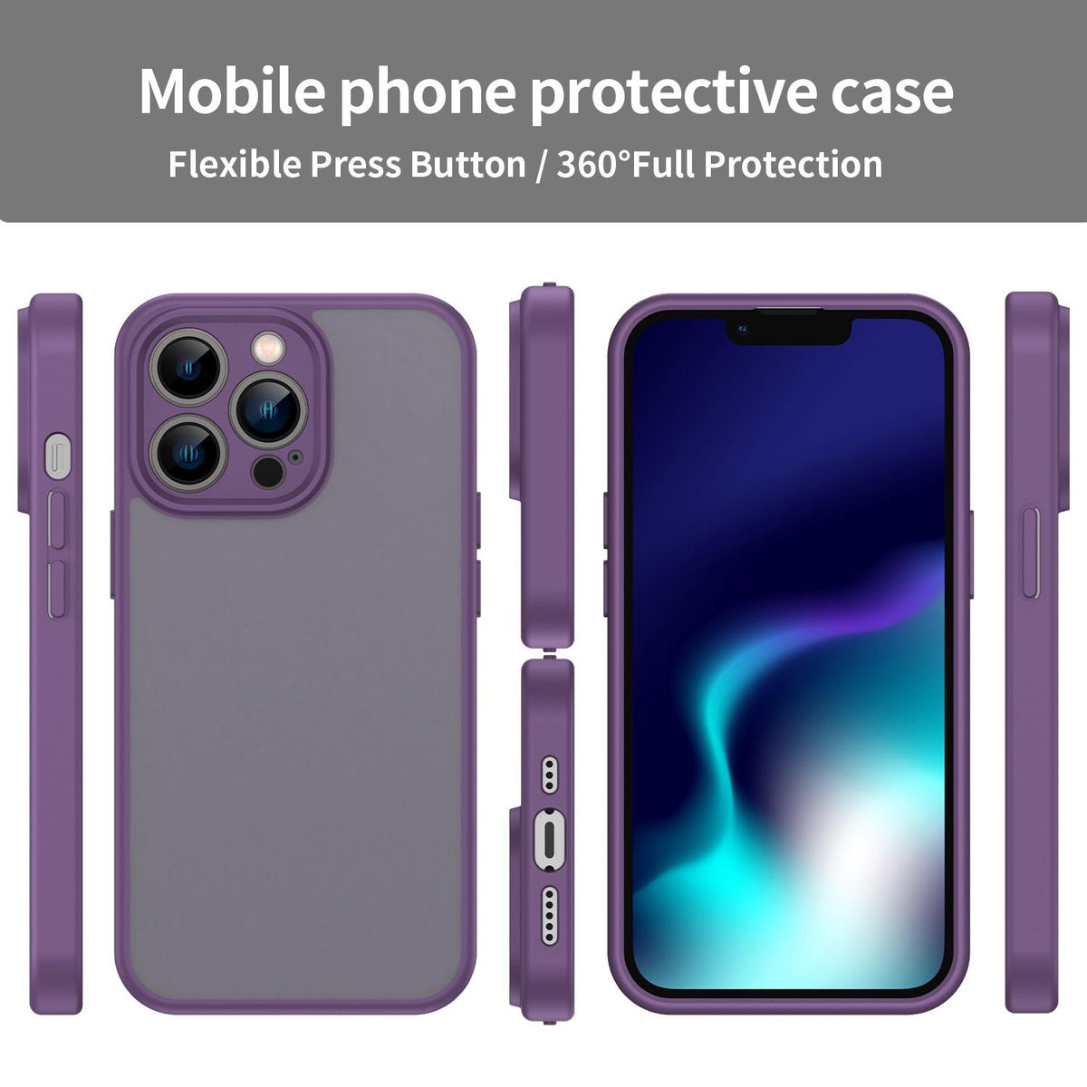 For iPhone 13 Pro Fanying Series Precision Camera Hole PC Hybrid TPU Translucent Frosted Phone Case - Crystal Purple - EDA009893410B