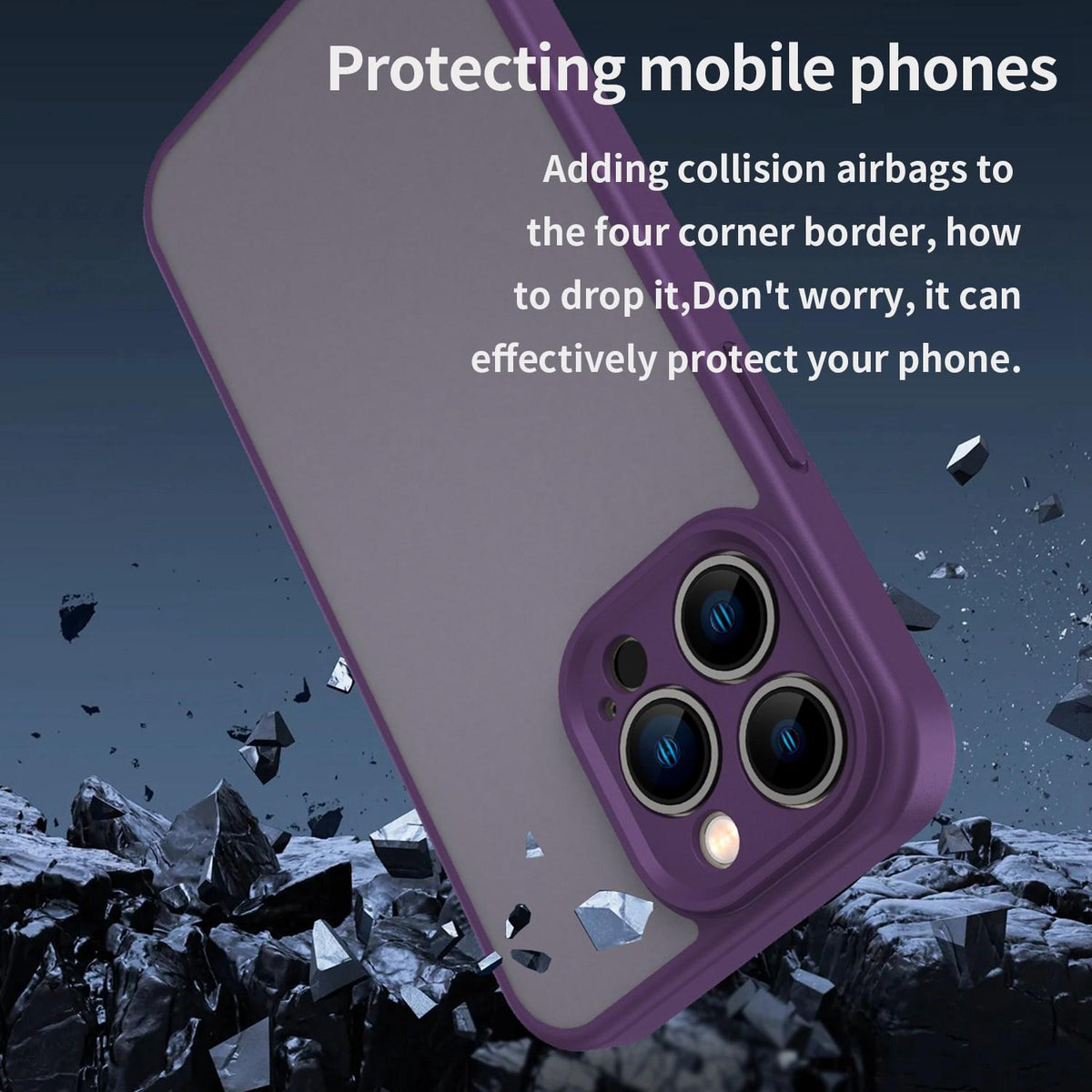 For iPhone 13 Pro Fanying Series Precision Camera Hole PC Hybrid TPU Translucent Frosted Phone Case - Crystal Purple - EDA009893410B