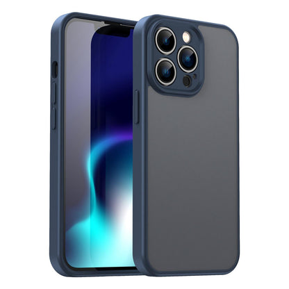For iPhone 13 Pro Fanying Series Precision Camera Hole PC Hybrid TPU Translucent Frosted Phone Case - Cyan Blue - EDA009893410C