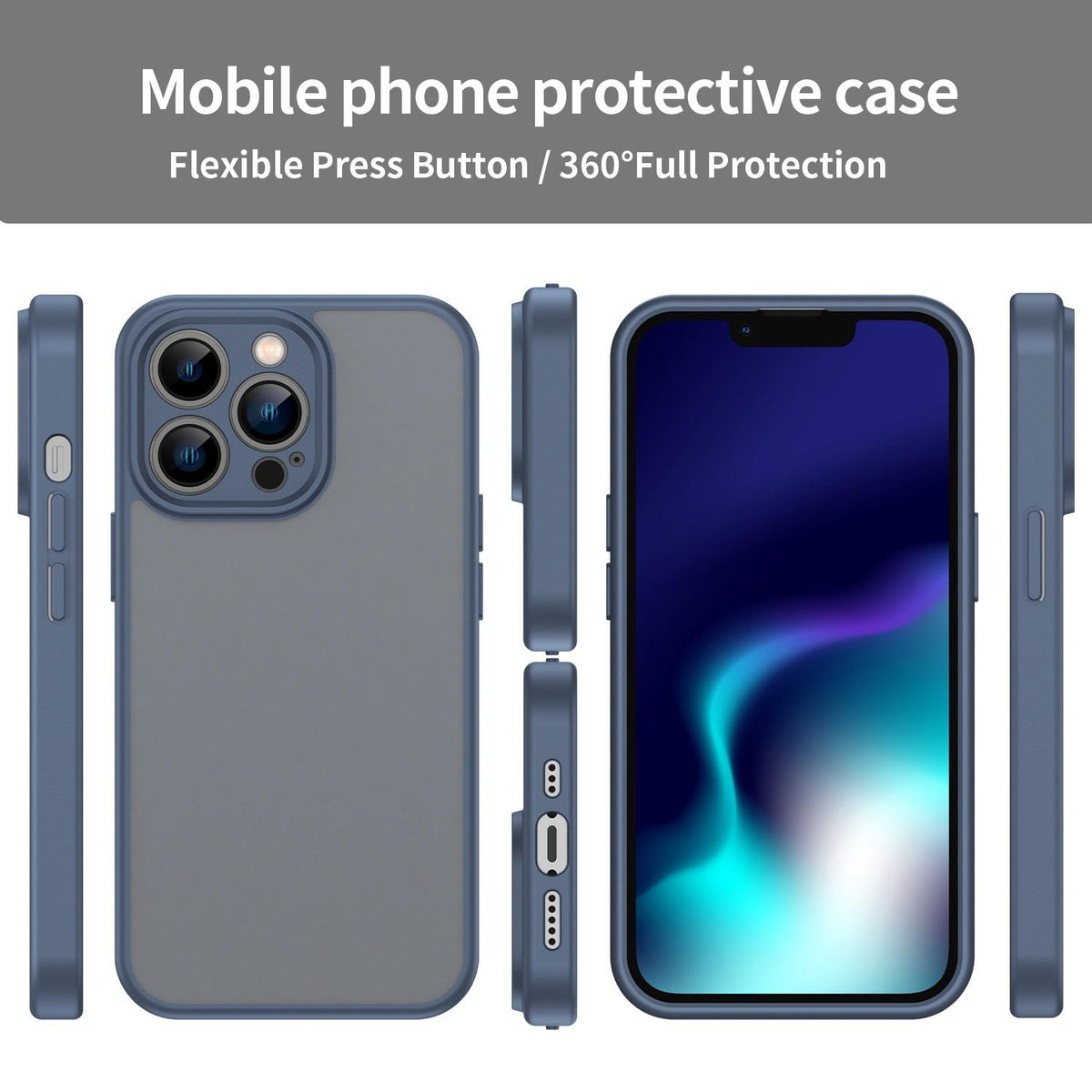 For iPhone 13 Pro Fanying Series Precision Camera Hole PC Hybrid TPU Translucent Frosted Phone Case - Cyan Blue - EDA009893410C