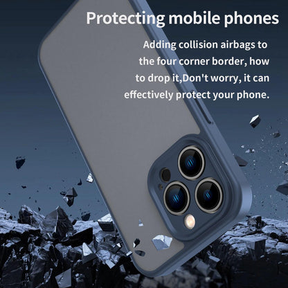 For iPhone 13 Pro Fanying Series Precision Camera Hole PC Hybrid TPU Translucent Frosted Phone Case - Cyan Blue - EDA009893410C