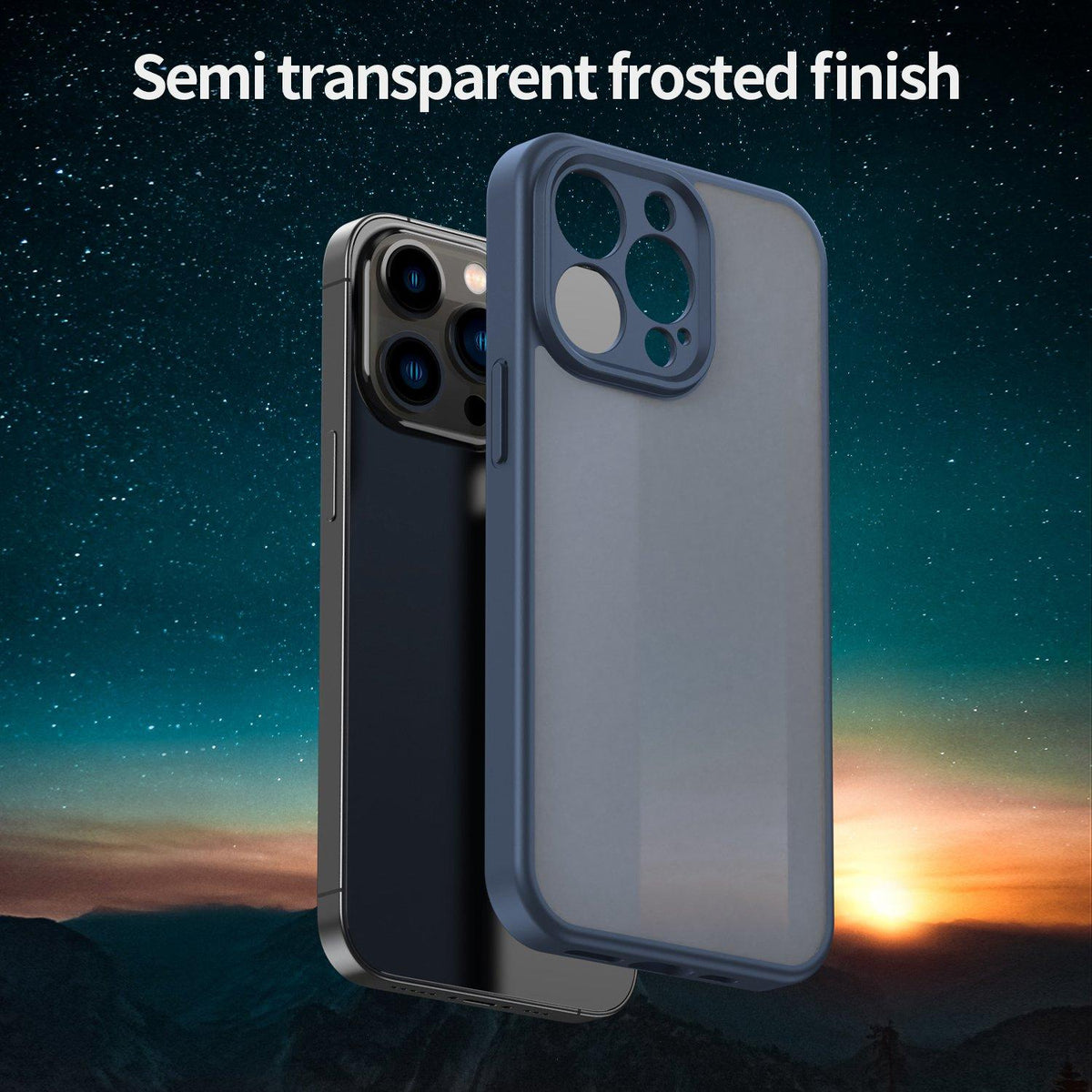 For iPhone 13 Pro Fanying Series Precision Camera Hole PC Hybrid TPU Translucent Frosted Phone Case - Cyan Blue - EDA009893410C