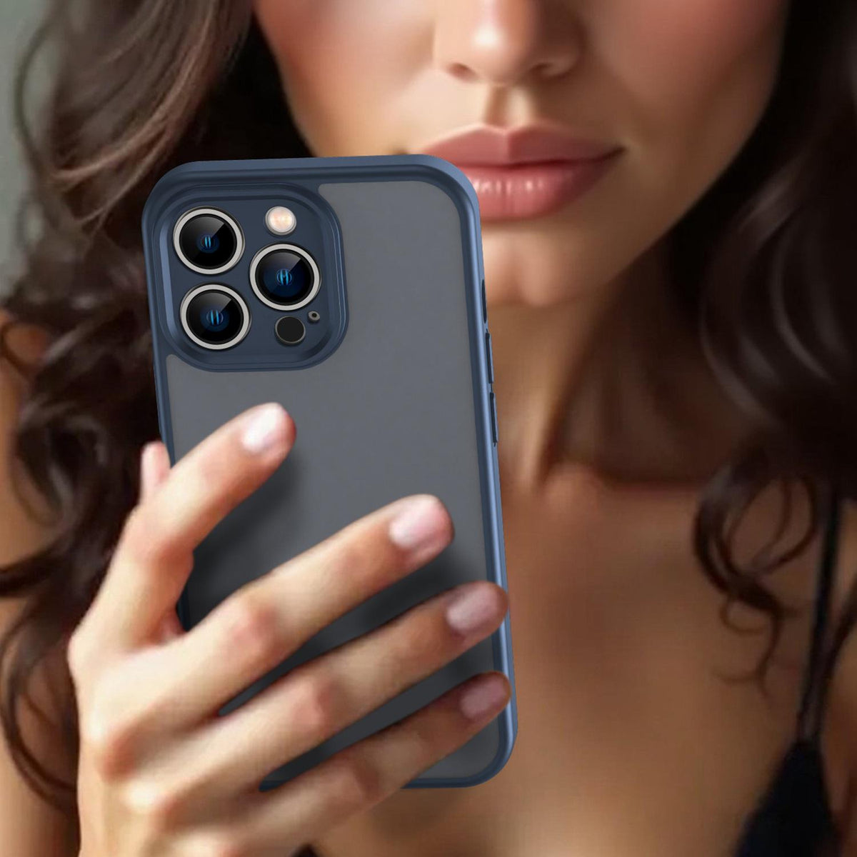 For iPhone 13 Pro Fanying Series Precision Camera Hole PC Hybrid TPU Translucent Frosted Phone Case - Cyan Blue - EDA009893410C