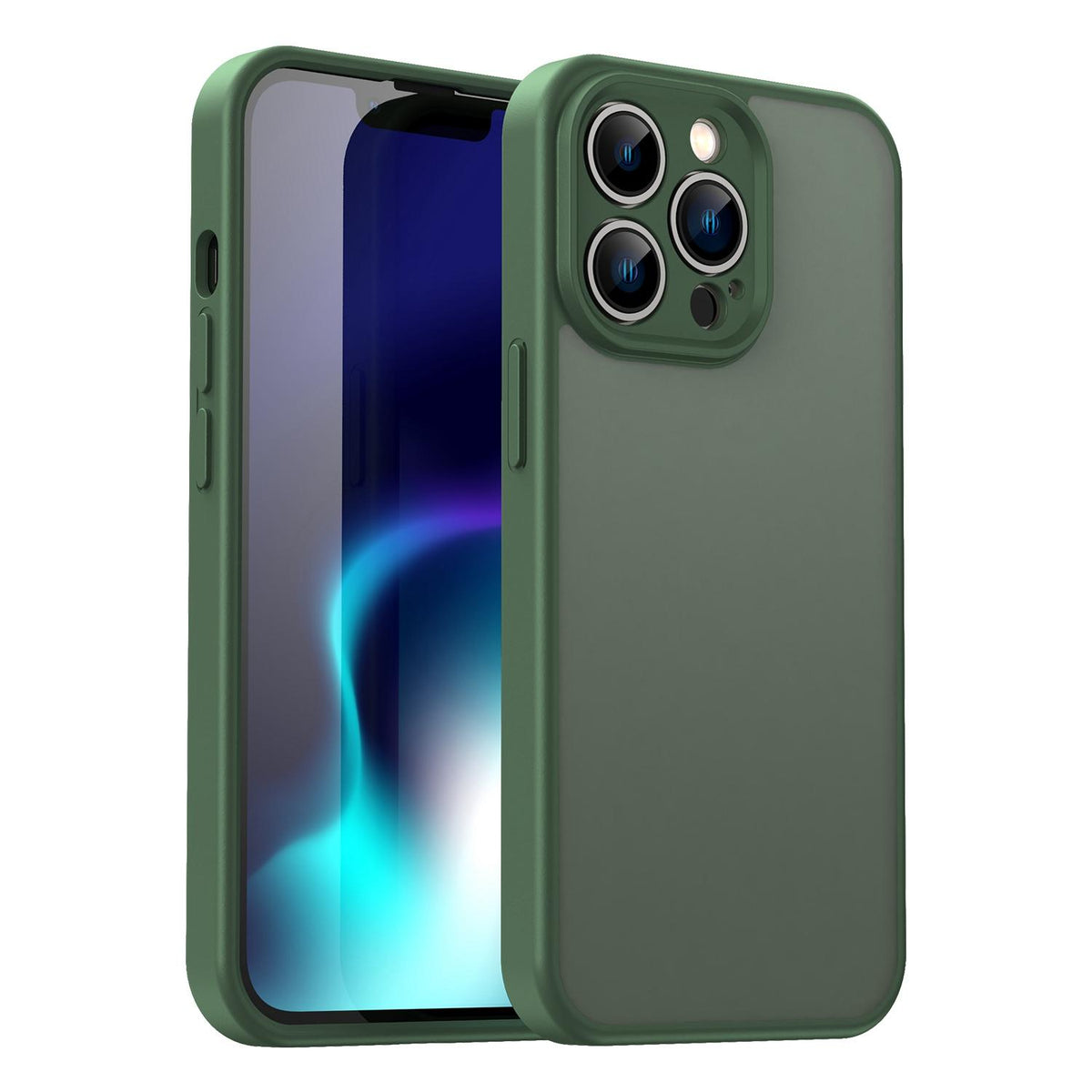For iPhone 13 Pro Fanying Series Precision Camera Hole PC Hybrid TPU Translucent Frosted Phone Case - Olive Green - EDA009893410D