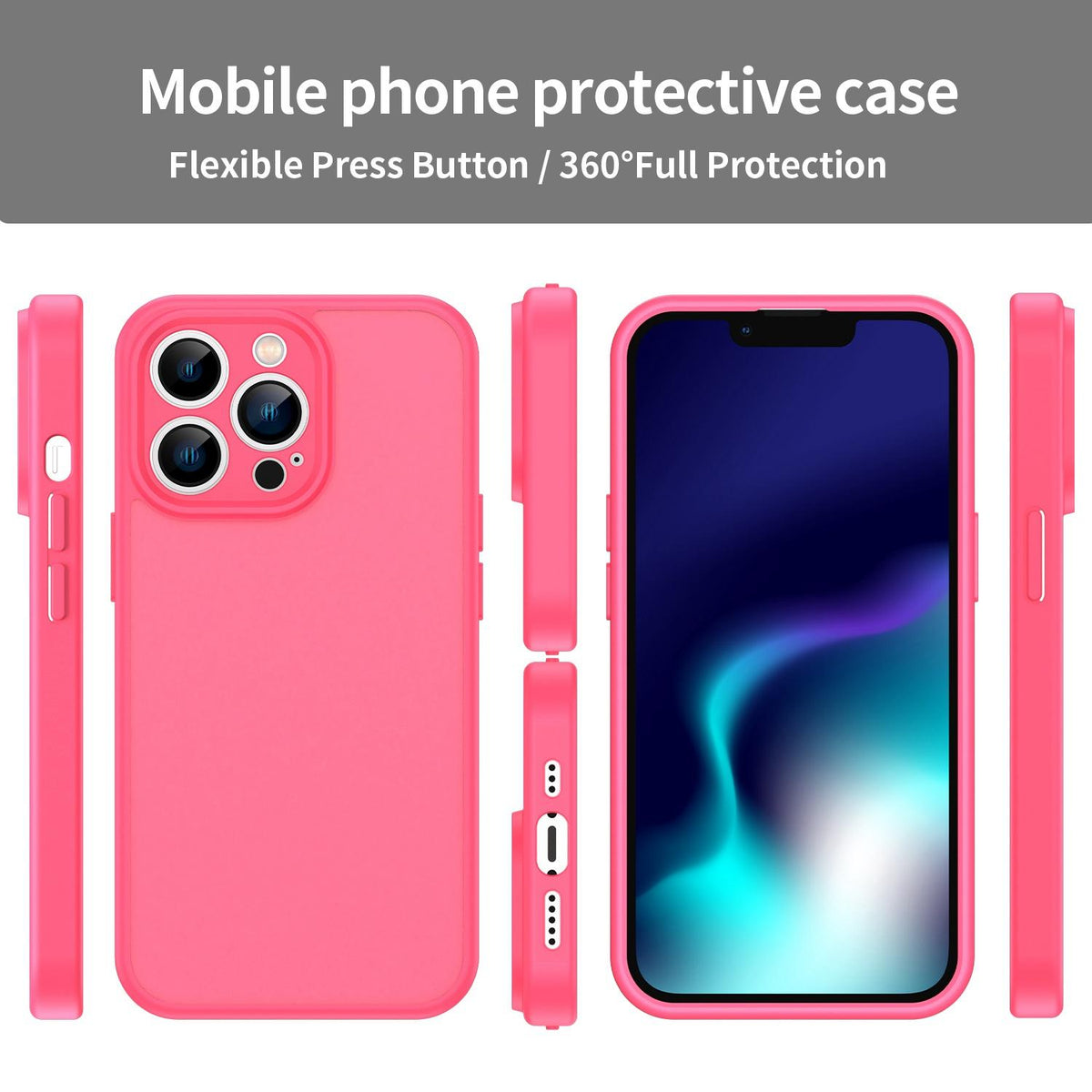 For iPhone 13 Pro Fanying Series Precision Camera Hole PC Hybrid TPU Translucent Frosted Phone Case - Rose Red - EDA009893410E