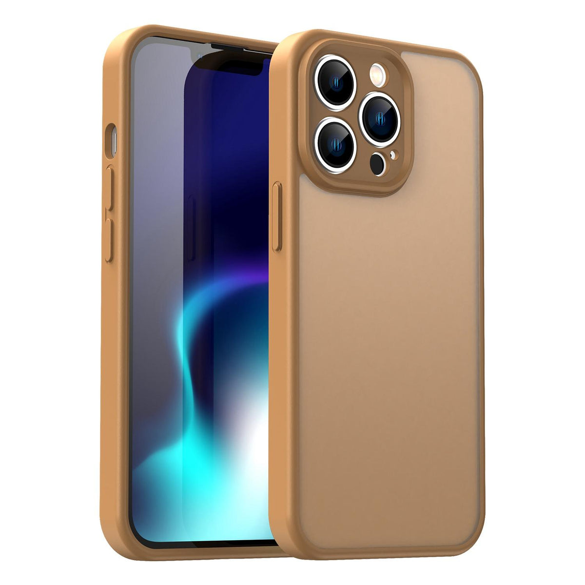 For iPhone 13 Pro Fanying Series Precision Camera Hole PC Hybrid TPU Translucent Frosted Phone Case - Desert Gold - EDA009893410G
