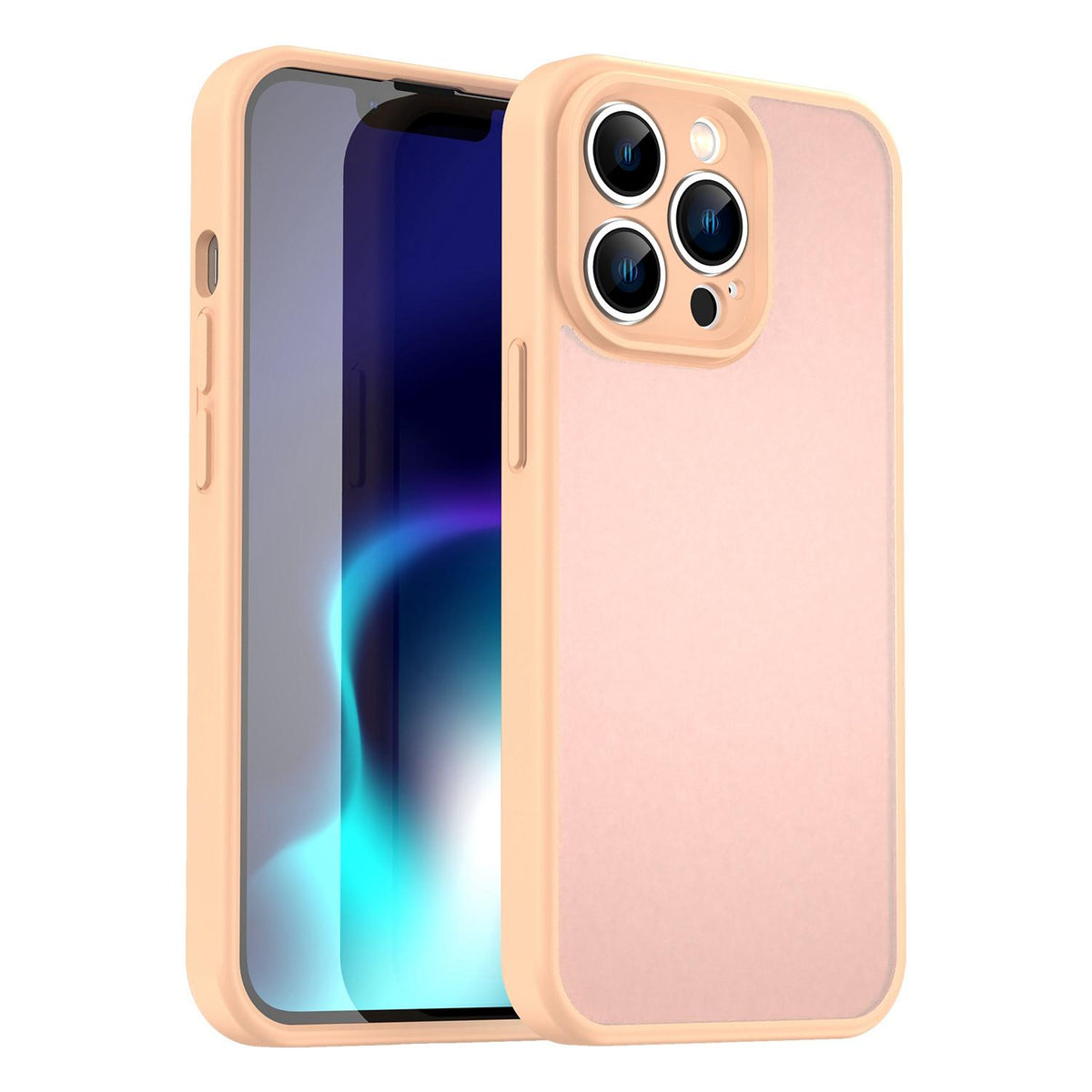 For iPhone 13 Pro Fanying Series Precision Camera Hole PC Hybrid TPU Translucent Frosted Phone Case - Rouge Powder - EDA009893410I