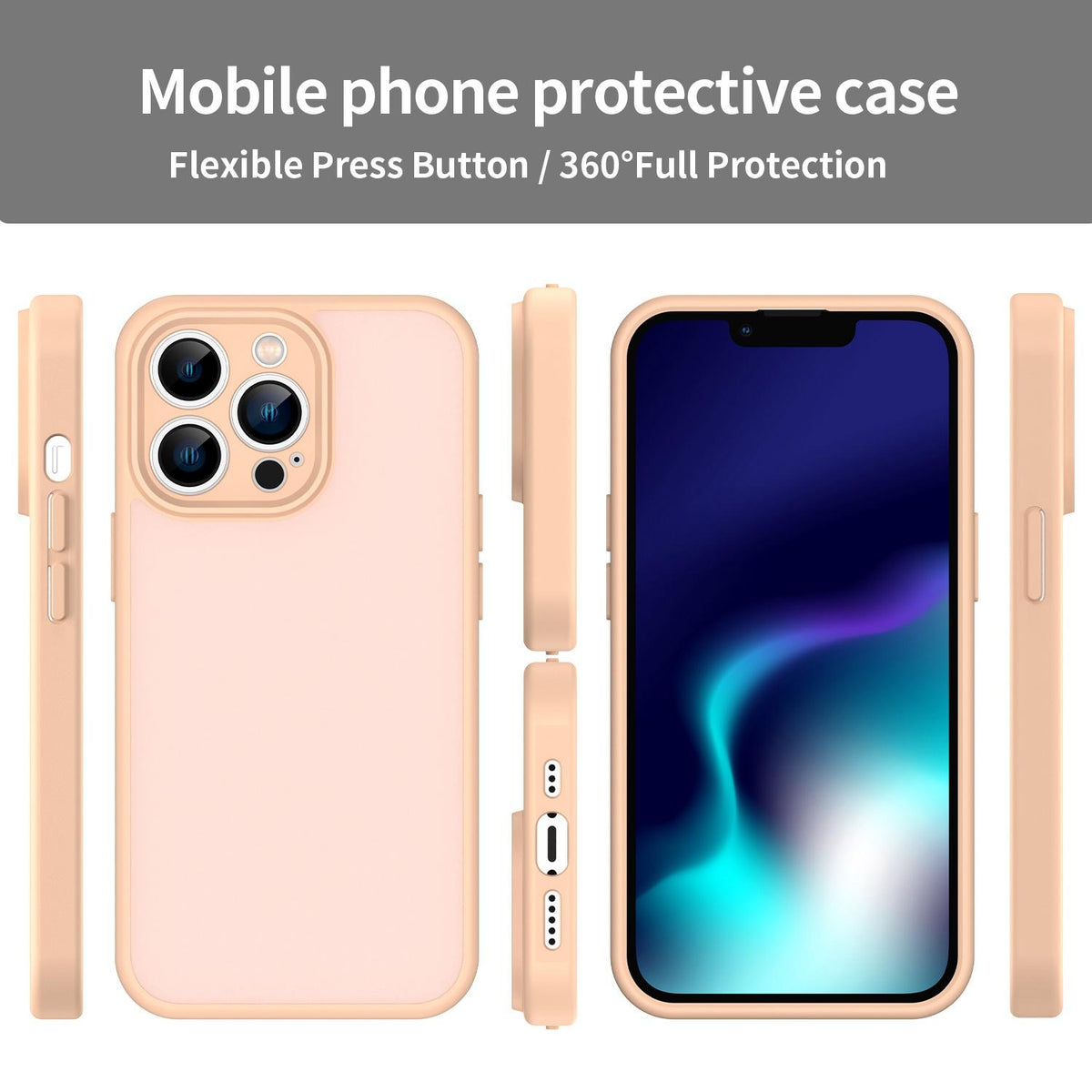 For iPhone 13 Pro Fanying Series Precision Camera Hole PC Hybrid TPU Translucent Frosted Phone Case - Rouge Powder - EDA009893410I