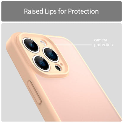 For iPhone 13 Pro Fanying Series Precision Camera Hole PC Hybrid TPU Translucent Frosted Phone Case - Rouge Powder - EDA009893410I