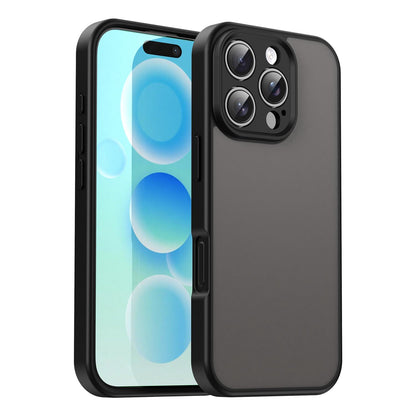 For iPhone 16 Pro Fanying Series Precision Camera Hole PC Hybrid TPU Translucent Frosted Phone Case - Translucent Black - EDA009893414A