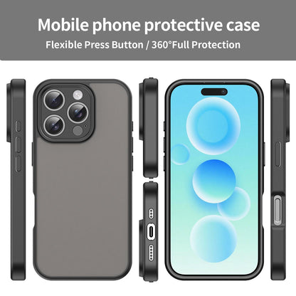 For iPhone 16 Pro Fanying Series Precision Camera Hole PC Hybrid TPU Translucent Frosted Phone Case - Translucent Black - EDA009893414A