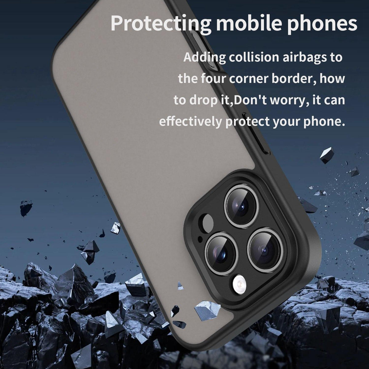 For iPhone 16 Pro Fanying Series Precision Camera Hole PC Hybrid TPU Translucent Frosted Phone Case - Translucent Black - EDA009893414A
