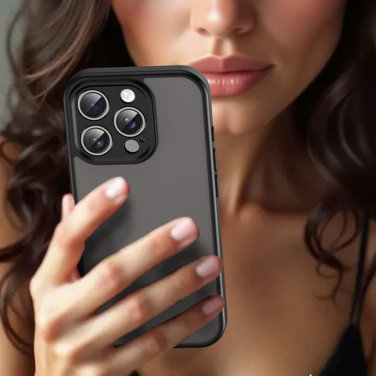 For iPhone 16 Pro Fanying Series Precision Camera Hole PC Hybrid TPU Translucent Frosted Phone Case - Translucent Black - EDA009893414A