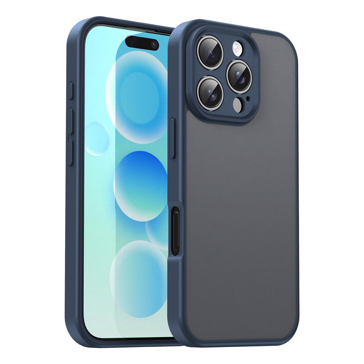 For iPhone 16 Pro Fanying Series Precision Camera Hole PC Hybrid TPU Translucent Frosted Phone Case - Cyan Blue - EDA009893414C
