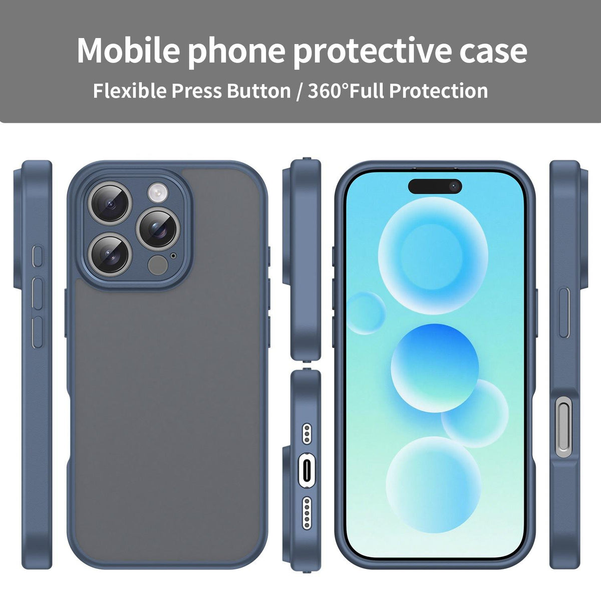 For iPhone 16 Pro Fanying Series Precision Camera Hole PC Hybrid TPU Translucent Frosted Phone Case - Cyan Blue - EDA009893414C