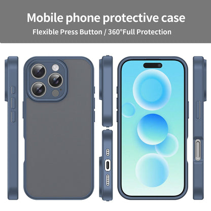 For iPhone 16 Pro Fanying Series Precision Camera Hole PC Hybrid TPU Translucent Frosted Phone Case - Cyan Blue - EDA009893414C