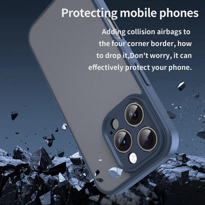 For iPhone 16 Pro Fanying Series Precision Camera Hole PC Hybrid TPU Translucent Frosted Phone Case - Cyan Blue - EDA009893414C