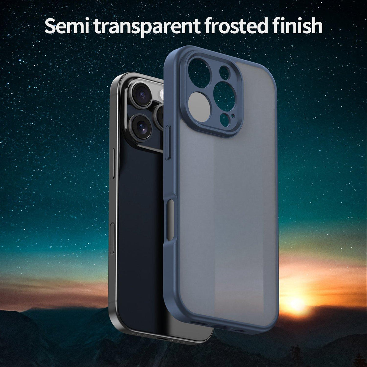 For iPhone 16 Pro Fanying Series Precision Camera Hole PC Hybrid TPU Translucent Frosted Phone Case - Cyan Blue - EDA009893414C