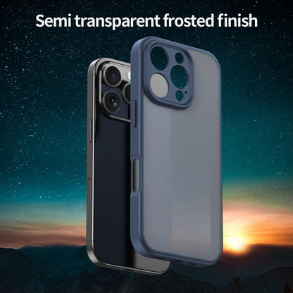 For iPhone 16 Pro Fanying Series Precision Camera Hole PC Hybrid TPU Translucent Frosted Phone Case - Cyan Blue - EDA009893414C