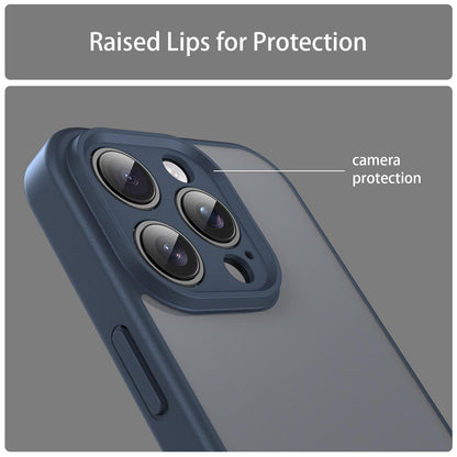 For iPhone 16 Pro Fanying Series Precision Camera Hole PC Hybrid TPU Translucent Frosted Phone Case - Cyan Blue - EDA009893414C