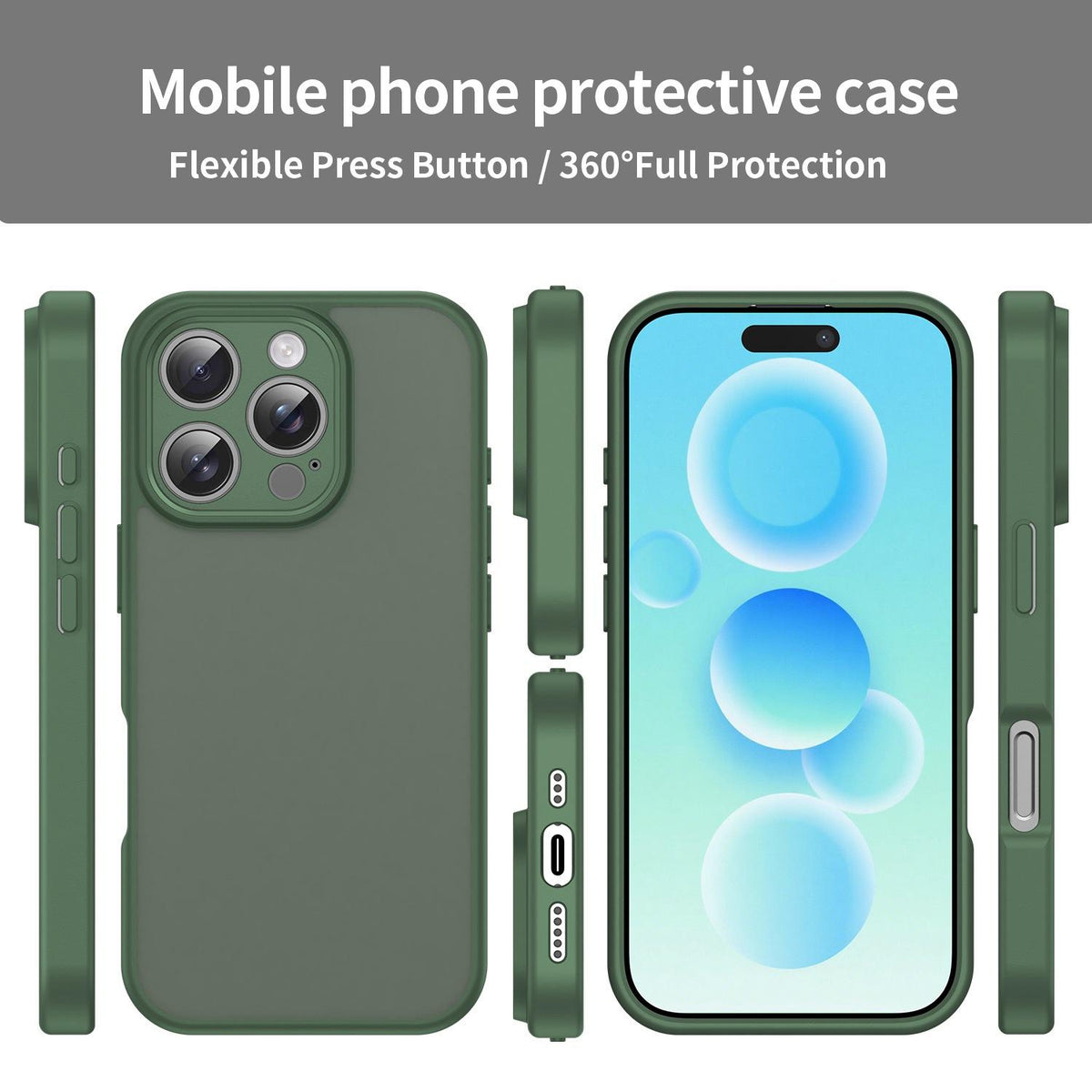 For iPhone 16 Pro Fanying Series Precision Camera Hole PC Hybrid TPU Translucent Frosted Phone Case - Olive Green - EDA009893414D