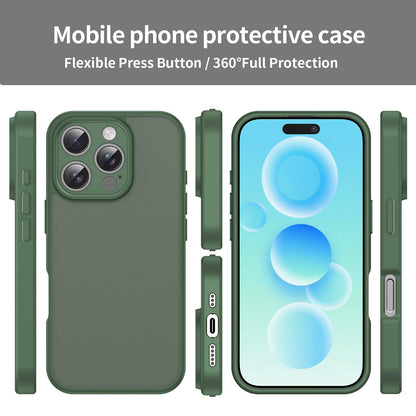 For iPhone 16 Pro Fanying Series Precision Camera Hole PC Hybrid TPU Translucent Frosted Phone Case - Olive Green - EDA009893414D
