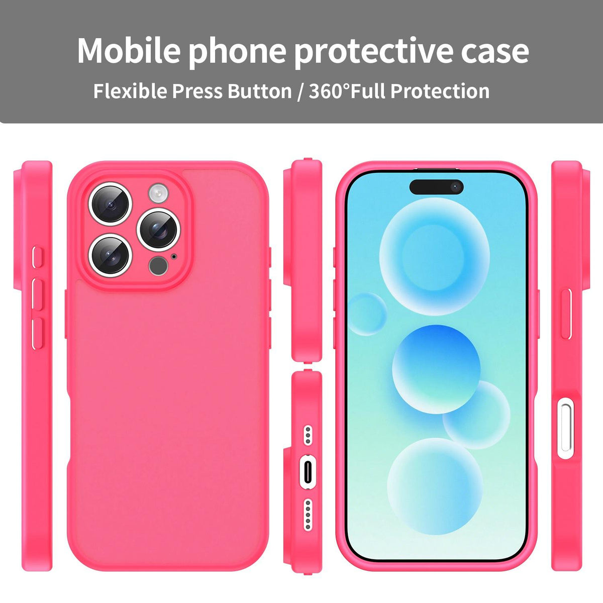 For iPhone 16 Pro Fanying Series Precision Camera Hole PC Hybrid TPU Translucent Frosted Phone Case - Rose Red - EDA009893414E
