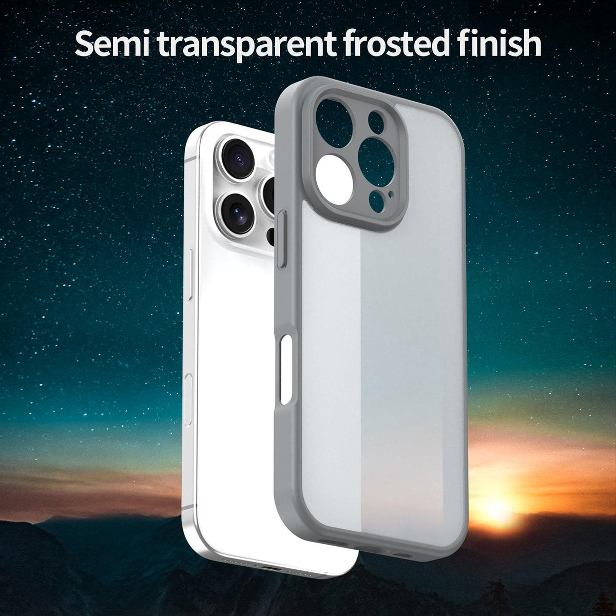 For iPhone 16 Pro Fanying Series Precision Camera Hole PC Hybrid TPU Translucent Frosted Phone Case - Silver Grey - EDA009893414F