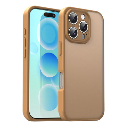 For iPhone 16 Pro Fanying Series Precision Camera Hole PC Hybrid TPU Translucent Frosted Phone Case - Desert Gold - EDA009893414G