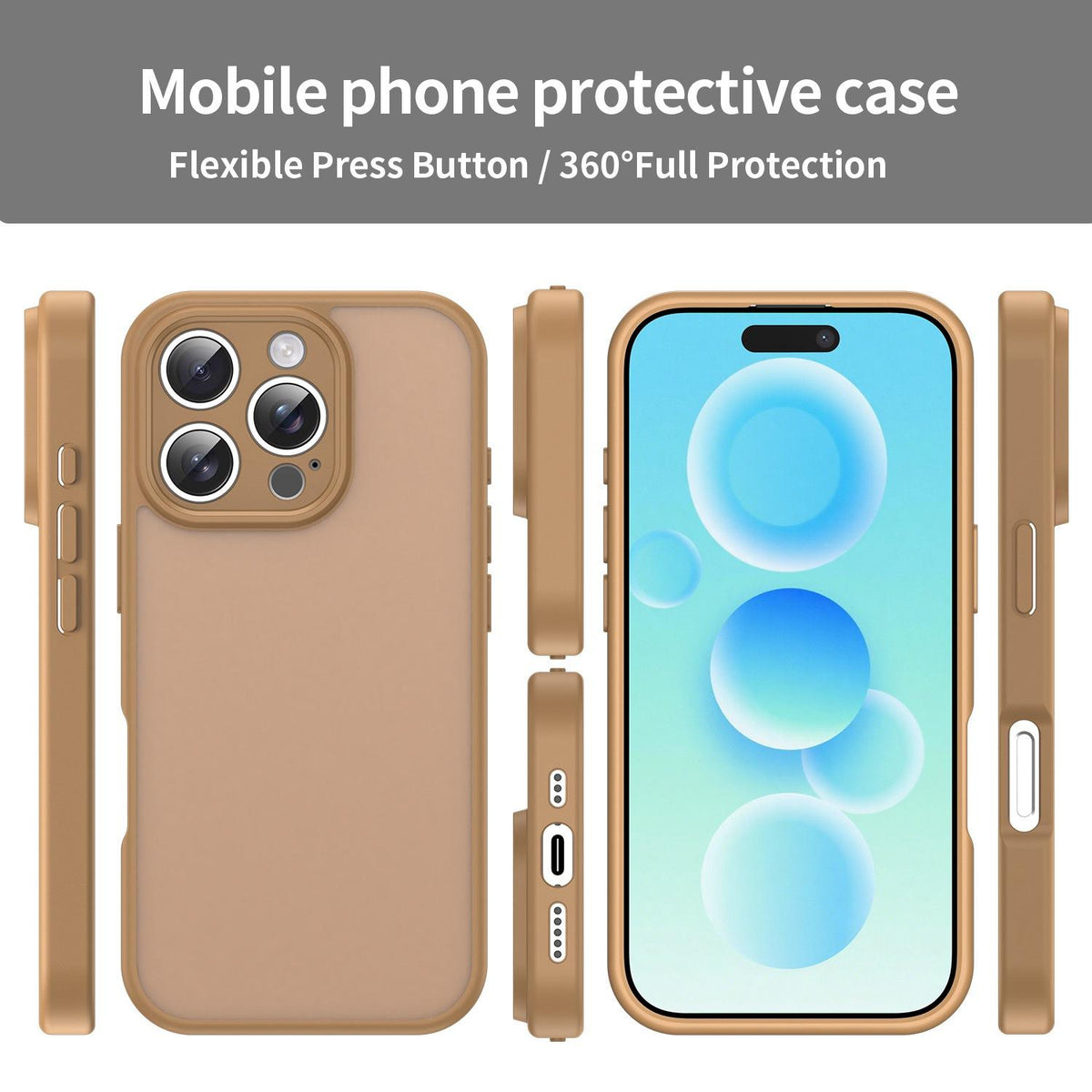 For iPhone 16 Pro Fanying Series Precision Camera Hole PC Hybrid TPU Translucent Frosted Phone Case - Desert Gold - EDA009893414G