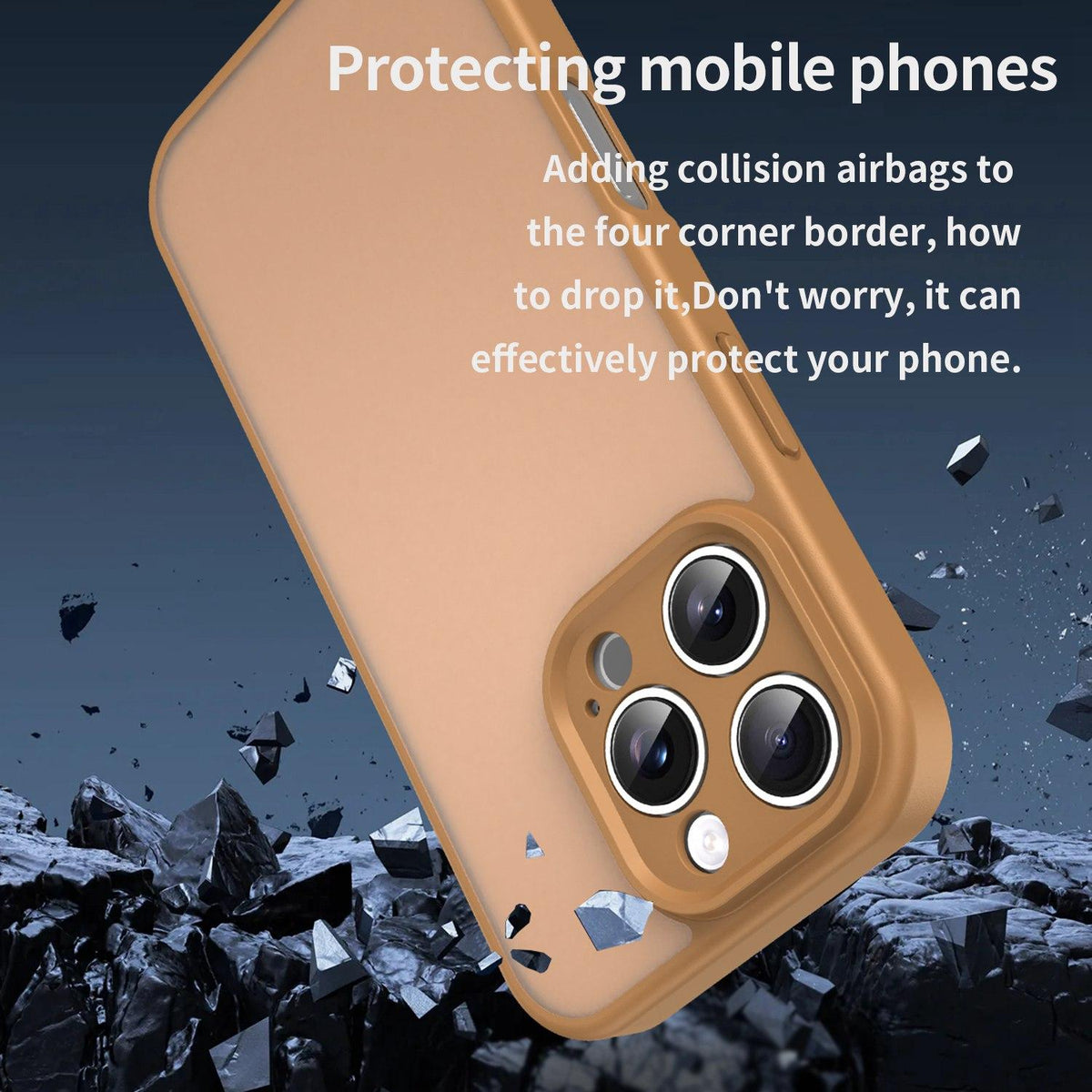 For iPhone 16 Pro Fanying Series Precision Camera Hole PC Hybrid TPU Translucent Frosted Phone Case - Desert Gold - EDA009893414G