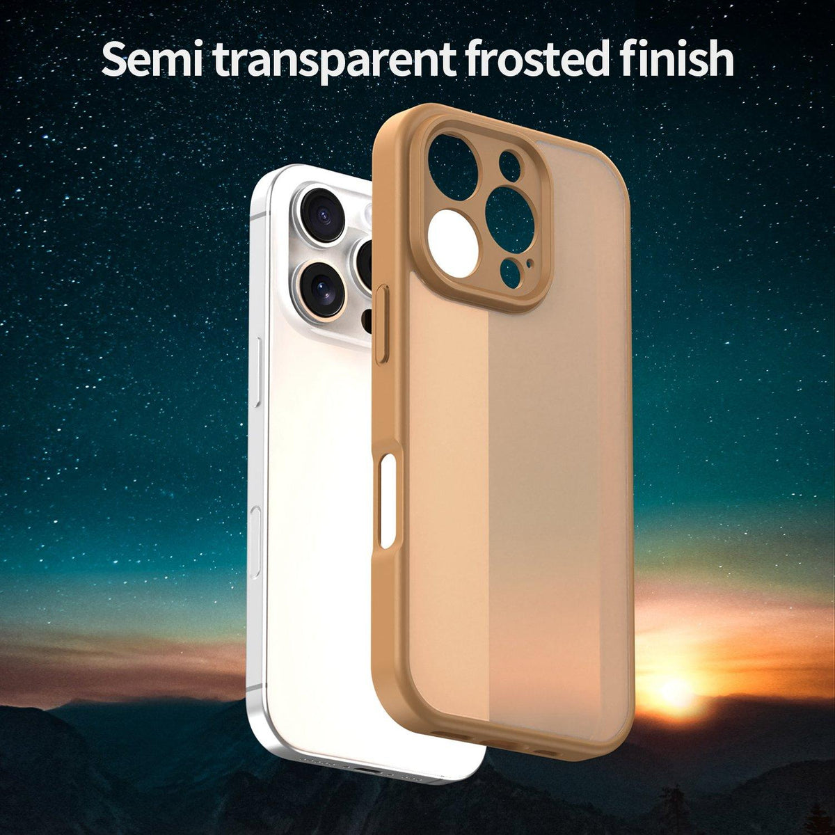 For iPhone 16 Pro Fanying Series Precision Camera Hole PC Hybrid TPU Translucent Frosted Phone Case - Desert Gold - EDA009893414G